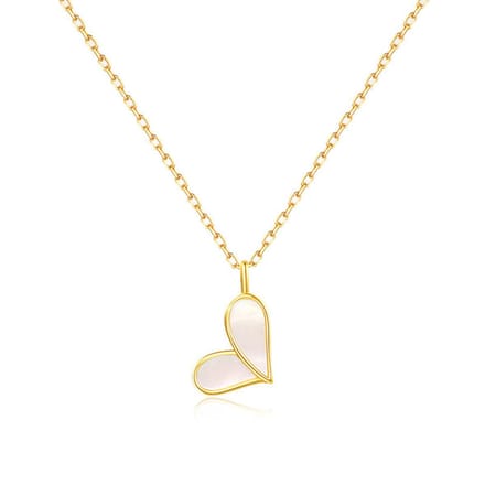 dames ketting met hartje-staal ketting -goudkleurig-24mm-6mm-40+6cm