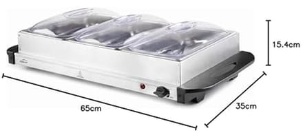 Buffetverwarmer - Warmhoudplaat - Gerechten Warm Houden - Dubbele Functionaliteit - 3 X GN 1/3 - Zilver