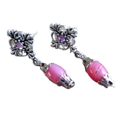 Oorbellen Liefdesbloem zilverkleurig/roze