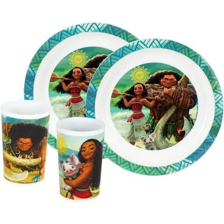 Kinderset van 2 glazen en 2 borden Fun House Vaiana Disney