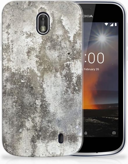 Back Cover voor Nokia 1 TPU Siliconen Hoesje Beton Print