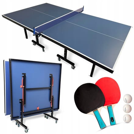 THUNDER VITAL-18-BLUE - Inklapbare tafeltennistafel - 18 mm - Inclusief net, 2 batjes en 3 ballen