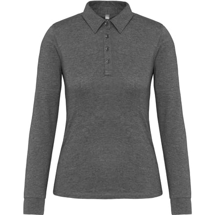 Kariban Damespolo lange mouwen van jersey K265 - Grey Heather - S