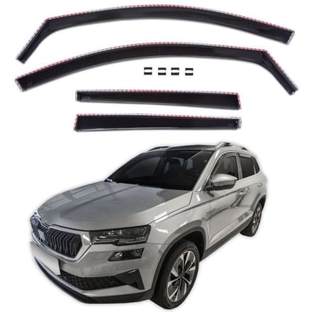 Déflecteurs d'air - Skoda Karoq (depuis 2017) - Acrylique anti-UV - Teintés noirs - Montage sans perçage