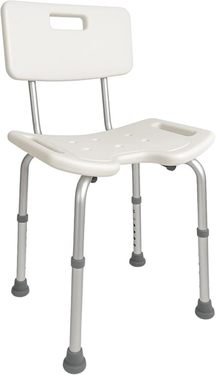Douchestoel - Badkruk met rugleuning - Veilig douchen - In hoogte verstelbaar - 73-885 cm - Wit
