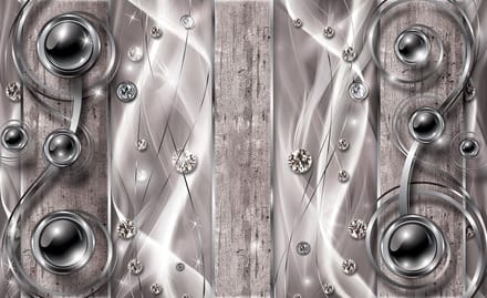 Silver Grey Black Abstract Modern Art Photo Wallcovering