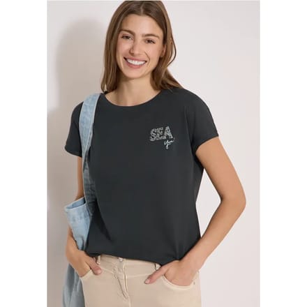 Shirt met ronde hals en borduursel