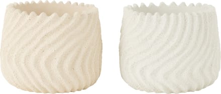 J-Line bloempot maris - cement - wit/creme - large - 2 stuks