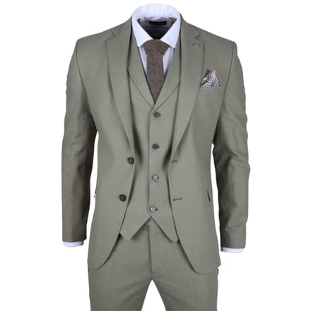 Heren Sage Tailor Fit 3-delig Linnen Zomer Trouwsuit