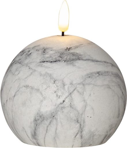 Star Trading Kaars Flame Marble, zuilkaars, bolvorm, marmer design, LED, timer, warm wit, 12 cm