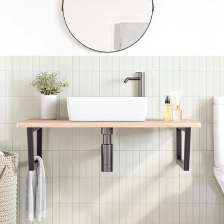 vidaXL - Badkamer - wandschap - staal - en - massief - beukenhout