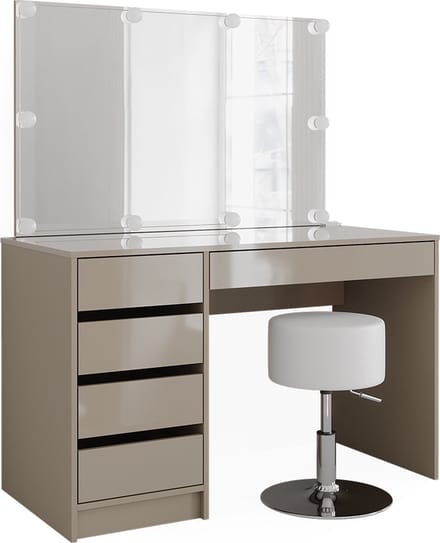 Vicco Sherry Kaptafel – 120 cm met LED-verlichting en kruk Grijs