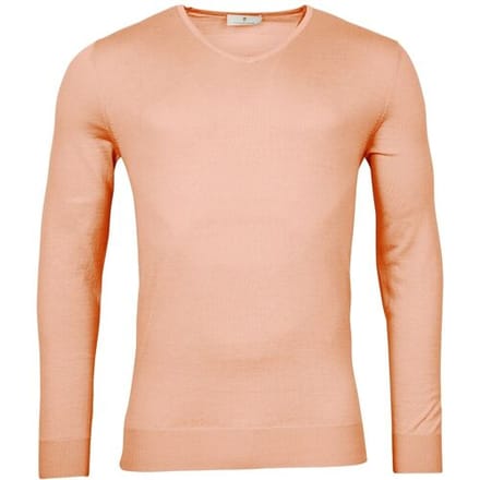 Thomas Maine Trui V-Neck Single Knit Merino Wool Soft Coral / male
