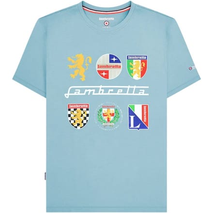 Lambretta Heren Heritage SS26 Logos T-Shirt (Lichtblauw)