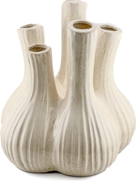HomeBound by KY | Aardewerk tulpenvaas garlic beige | tulpenvaas