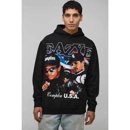 Oversized Eazy-E licentie bedrukt hoodie | Black | Size Small