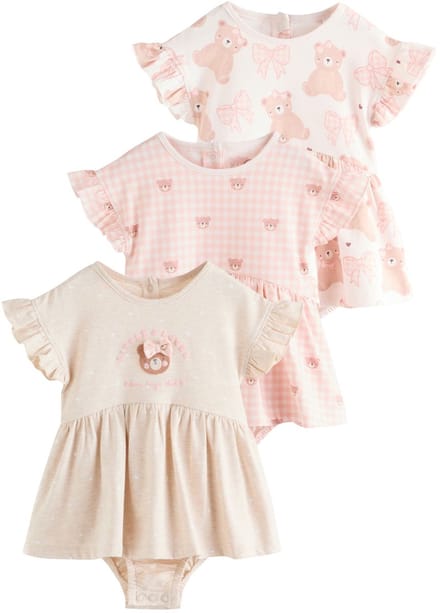 Next - Meisjes - Verpakking van 3 jersey babyrompertjes - Roze