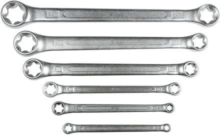 6-delige dubbele ringsleutelset E-profiel E6-E24 voor torx schroeven