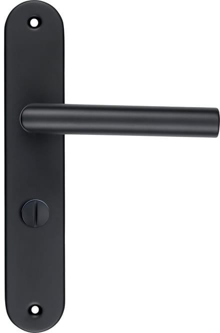 Ostiumhome® Belluno - Deurklink met WC slot - Mat Zwart - op Schild - Rond - Complete Set