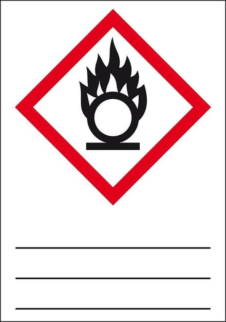 GHS03 oxiderende stoffen sticker, beschrijfbaar 105 x 148 mm - beschrijfbaar
