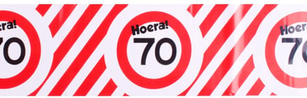 Afzetlint | rood en wit | lengte 10 meter | verjaardag 70 jaar