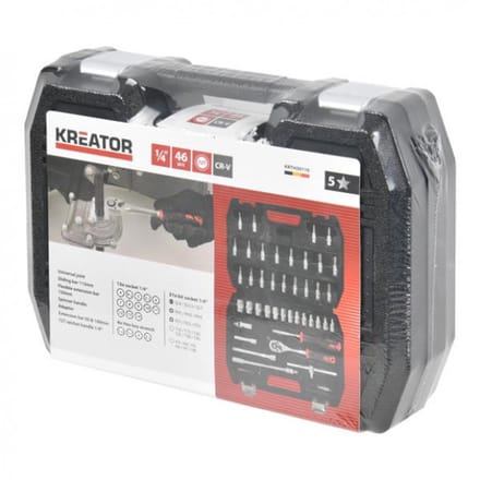 Kreator Dopsleutelset KRTH30110 - Ratelsleutelset 1/4" - 46 stuks-Gereedschap, handgereedschap