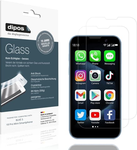 dipos – 2x Pantserfolie geschikt voor BLKE S 18 Pro Mini-Smartphone | 9H Screenprotector