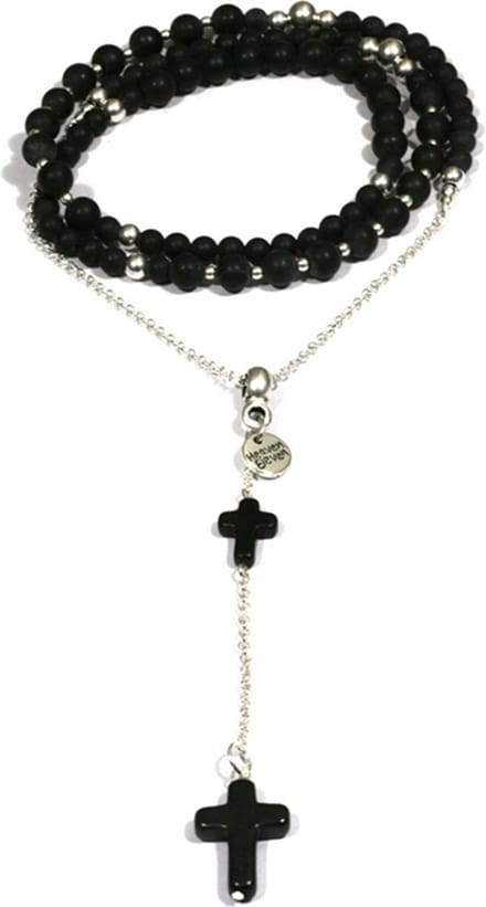 Heaven Eleven heren ketting Onyx Cross Black