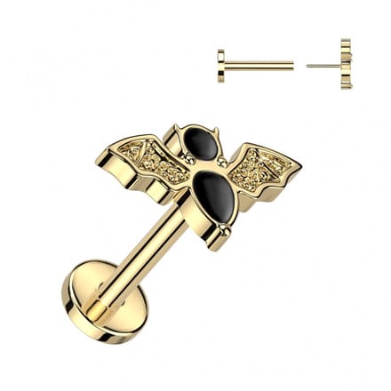 Piercing titanium bat push in 1.2x8 - goud - LMPiercings