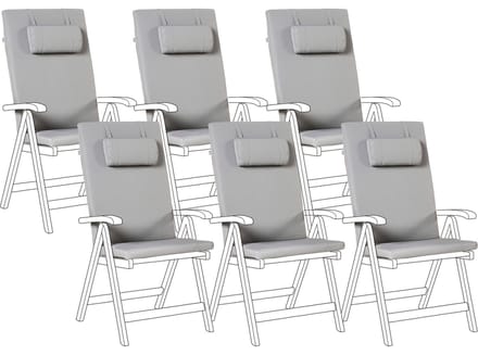TOSC/JAVA/AMAN PREMIUM - Tuinkussen set van 6 - Lichtgrijs - Polyester