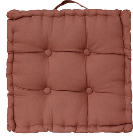 Atmosphera Deluxe Vloerkussen 40x40x8cm met handvat en 4 knopen - Terracotta