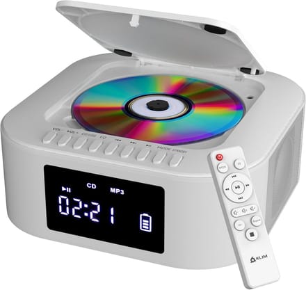 Draagbare CD-speler met Radio, Bluetooth en Subwoofer - Wit