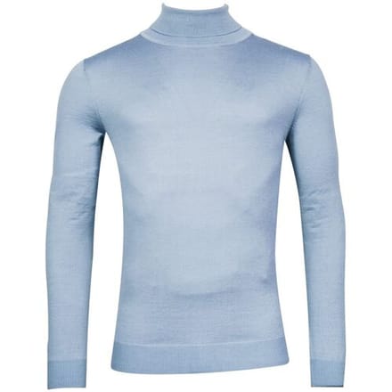 Thomas Maine Trui Merino Col Uni Single Knit Licht Blauw / male