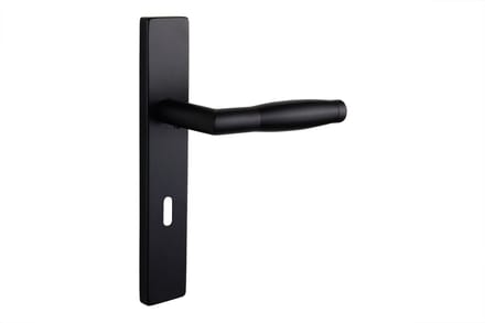 Lavuzo deurkruk Ascoli Zwart met rechthoekig schild SL72 | Per set