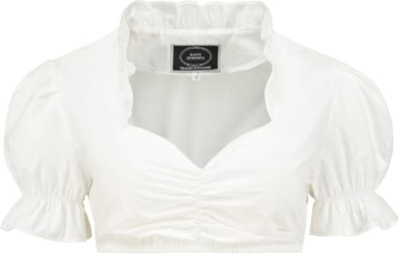Haus Huberts Dirndl Blouse - Wit - Met Rucheskraag - Dames - Maat M