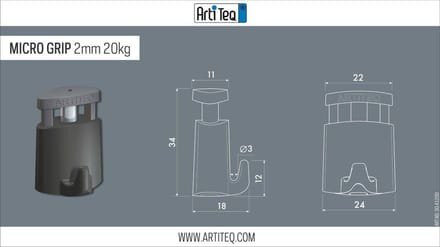 Ophangset Twister 2mm perlon met micro grip 2 mm max 20kg 150 cm artiteq