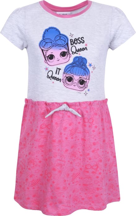 Grijs-roze jurk met LOL Surprise print