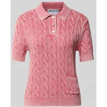 Knitwear poloshirt met kabelpatroon van puur katoen