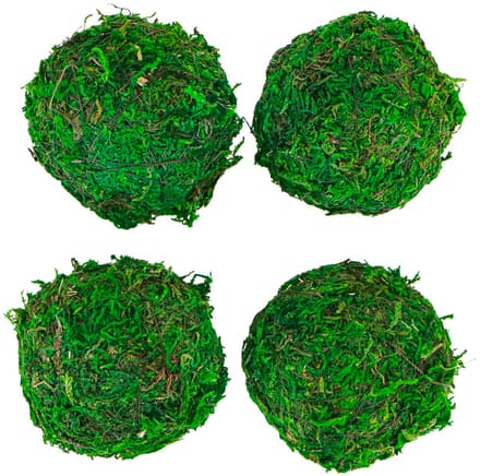 CHAKS - 4 groene mosballen 6 cm natuurlijke decoratie