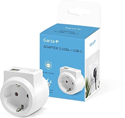 Stopcontactadapter met USB en USB-C poorten, kinderbeveiliging, wit