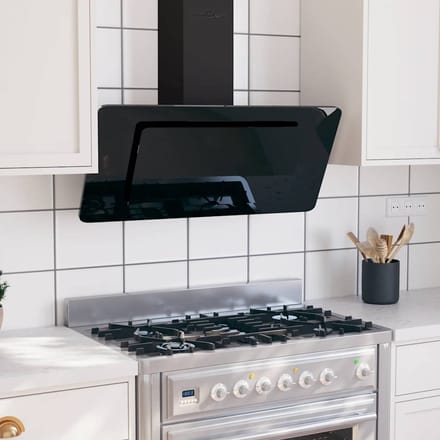 vidaXL Wandafzuigkap 90 cm roestvrij staal en gehard glas zwart