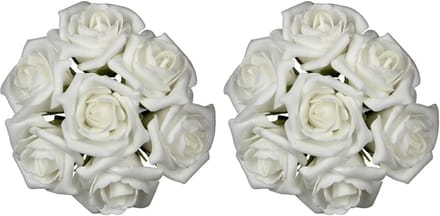 Ideas4seasons Rozen - 14x stuks - foam - 9 x 3 cm - creme wit - diy - bruiloft decoratie