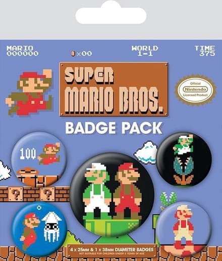 Super Mario Badge Set - Pack of 5 - Multicoloured