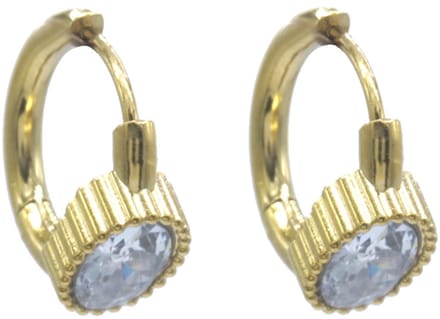 Oorbellen - RVS - kristal - wit - goudkleurig - 1.5cm - dames - sieraden - elegant - cadeau