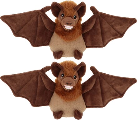Keel Toys pluche vleermuis knuffeldier - 2x - bruin - vliegend - 15 cm