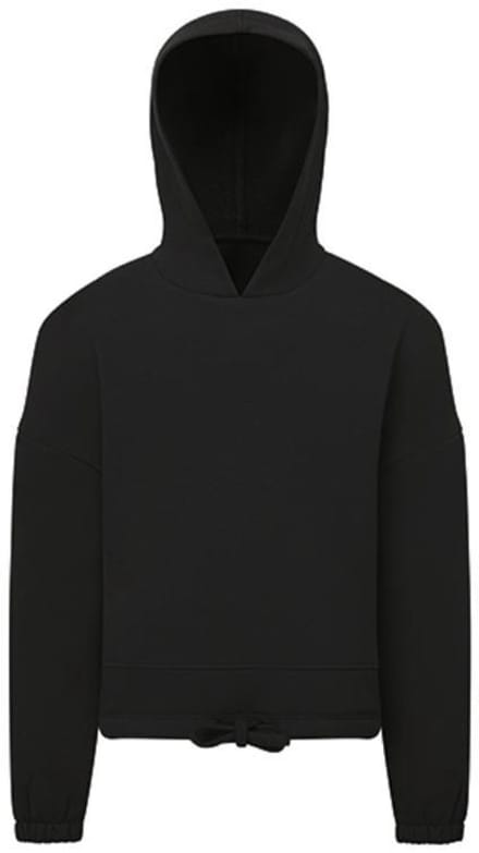 TriDri - Cropped Oversized Kinder Hoodie - Black maat 7/8