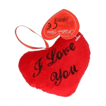 Valentijn Pluche I Love You kussentje 10 cm