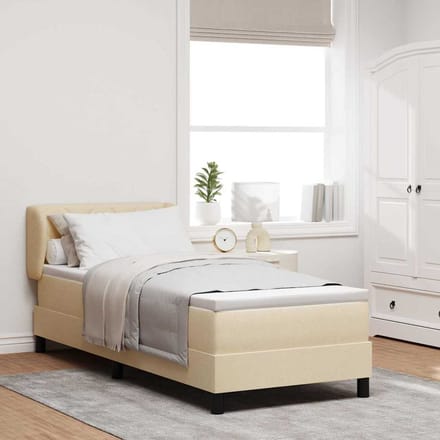 vidaXL - Boxspring - bed - met - hoofdeinde - Crème - 80 - x - 200 - cm - Stof