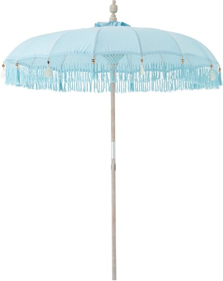 J-Line parasol Bobbi - hout/katoen - lichtblauw