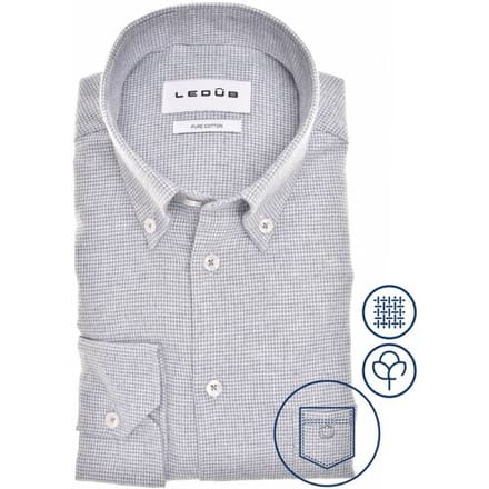 Ledûb Overhemd Allover Mini Check Pattern Fine Cotton Flanel Blauw / male